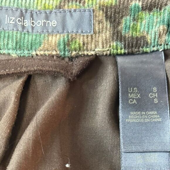 VTG Liz Claiborne Green/Brown Floral Printed Elbow Patch Corduroy Jacket Small - Picture 7 of 13